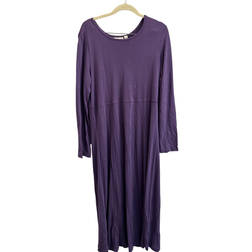 Norm Thompson Womens Purple Long Sleeve Maxi Dress Rayon Wool Blend Size L